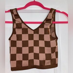 Brown and pink boxed crop top